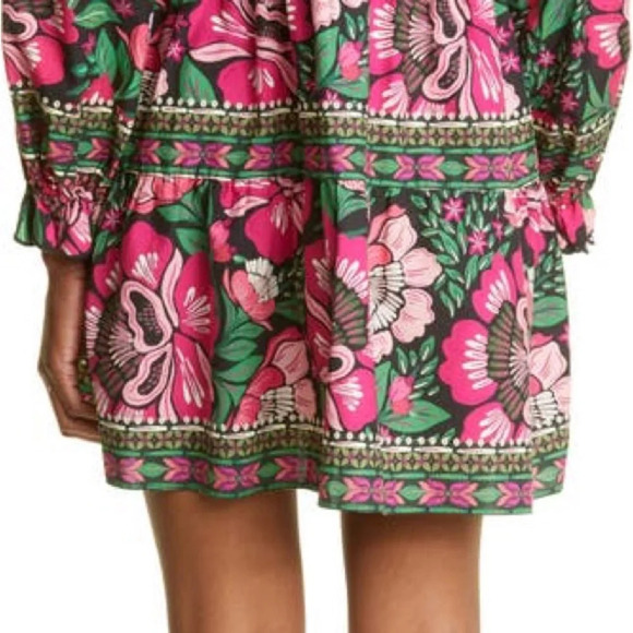 Farm Rio Dress Mini Floral Black Flower Garden Cotton Pink Swing Resort spring - Picture 8 of 9